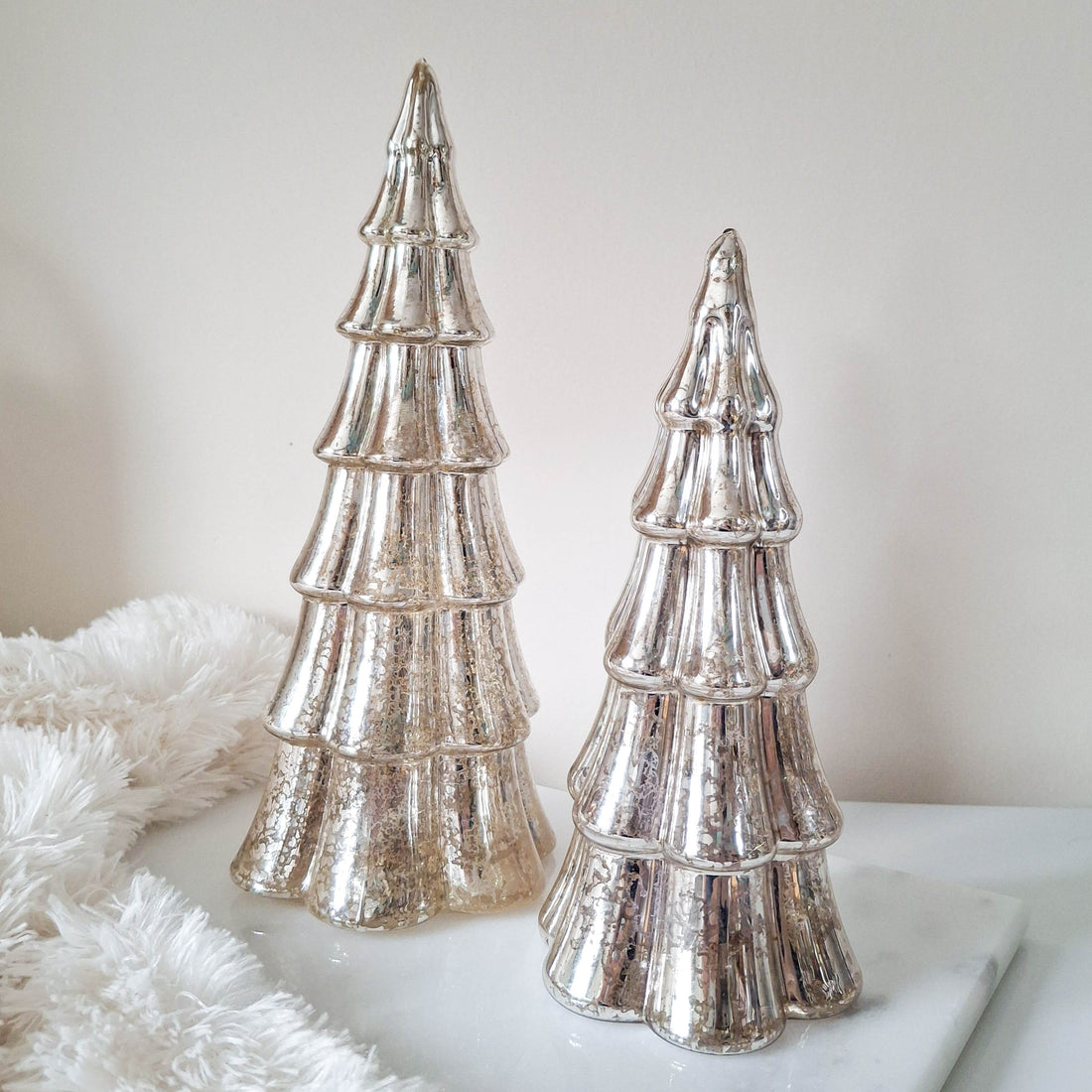 Antiqued Silver LED Glass Tree