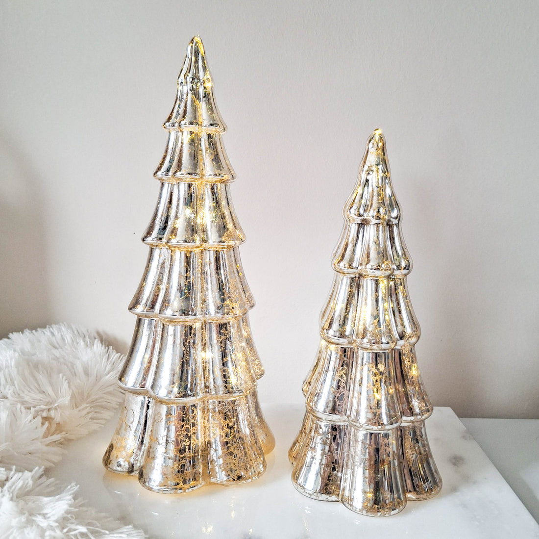 Antiqued Silver LED Glass Tree