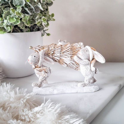 Christmas Bunnies with Tree Ornament