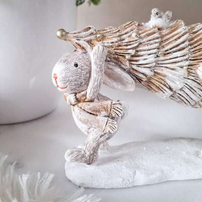 Christmas Bunnies with Tree Ornament