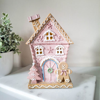 Pink Gingerbread LED House