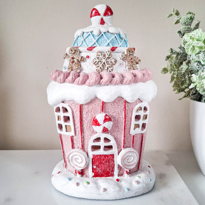Pink Gingerbread Cupcake LED House