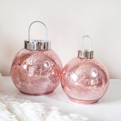 Pink Mercury Glass LED Bauble