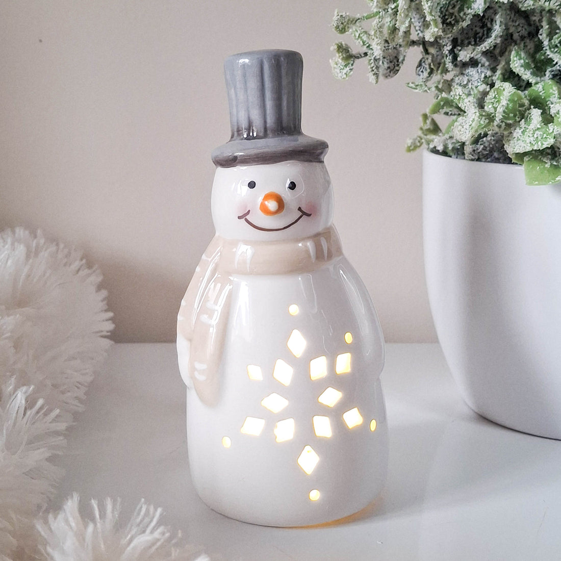 White LED Snowman Ornament