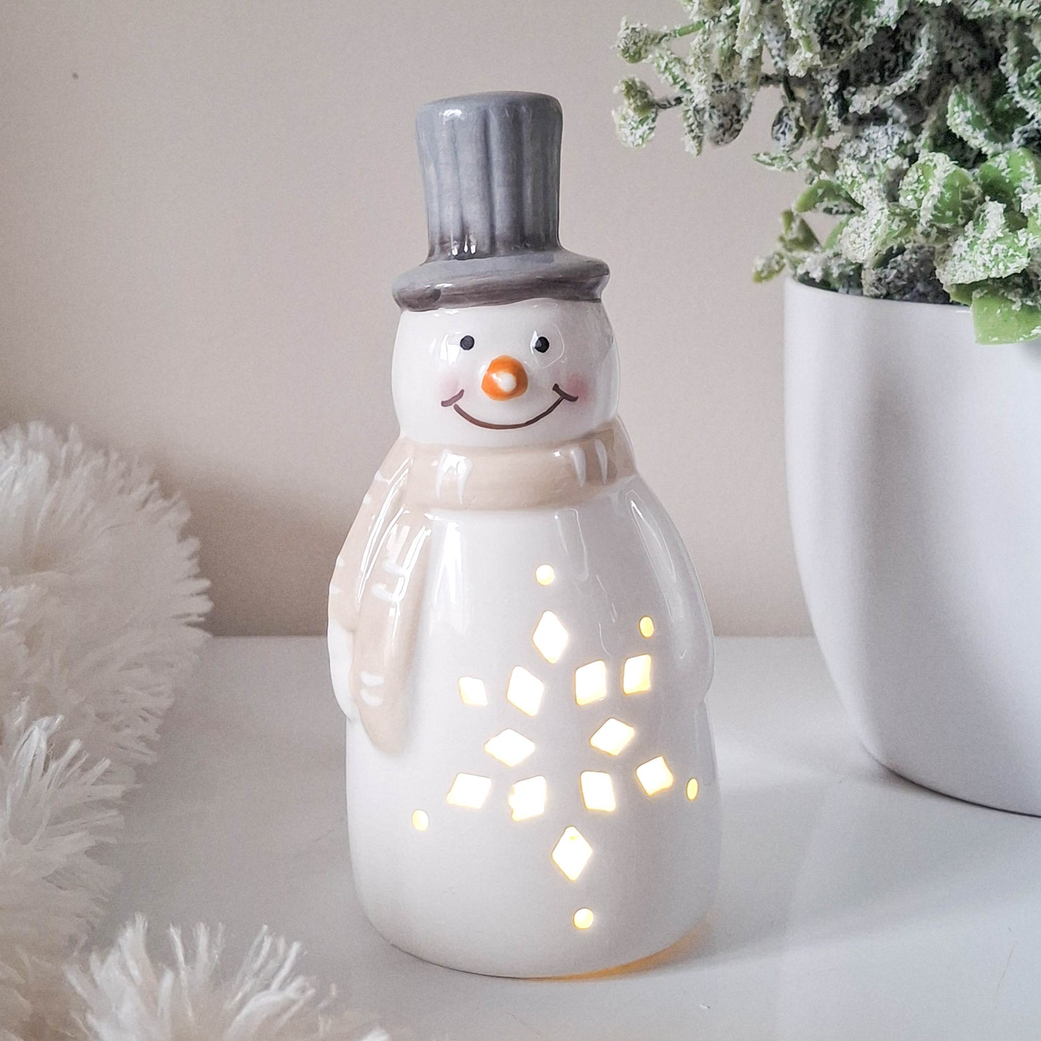 White LED Snowman Ornament