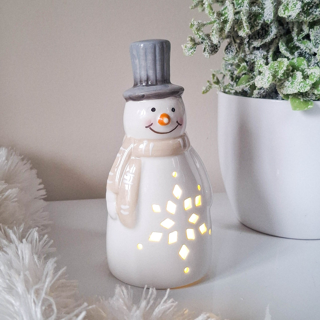 White LED Snowman Ornament