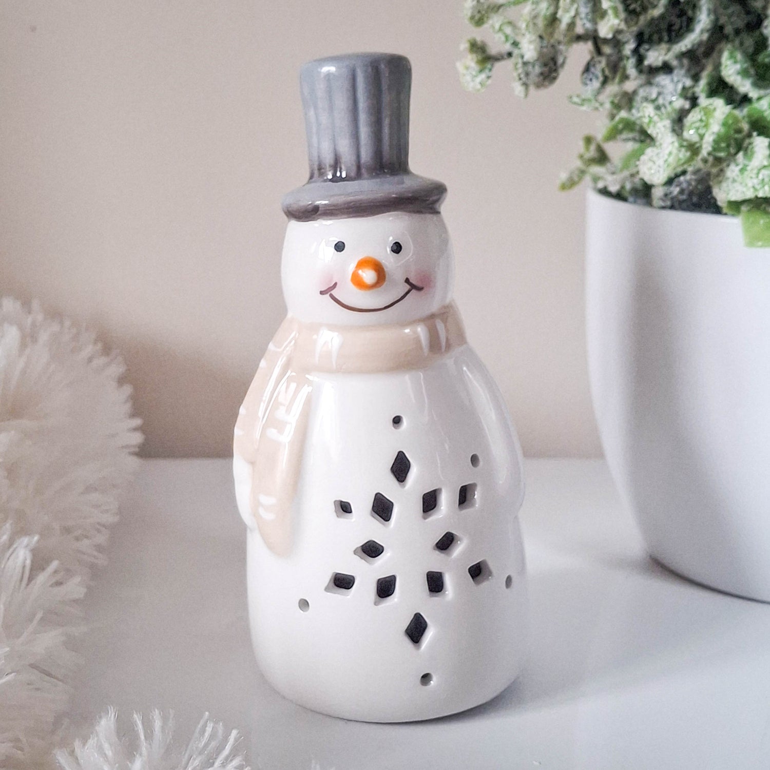 White LED Snowman Ornament