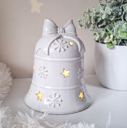 Natural Snowflake LED Bell Ornament