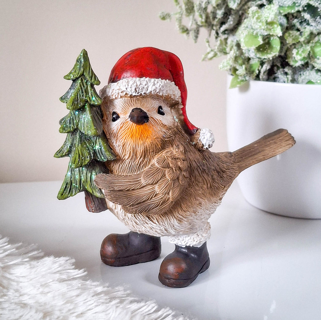 Christmas Robin Holding Tree
