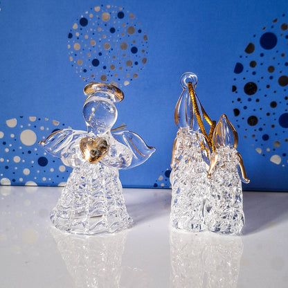 Glass Angel with Gold Heart Hanging Decoration