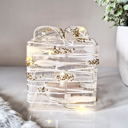 Glass LED Gift Box Ornament