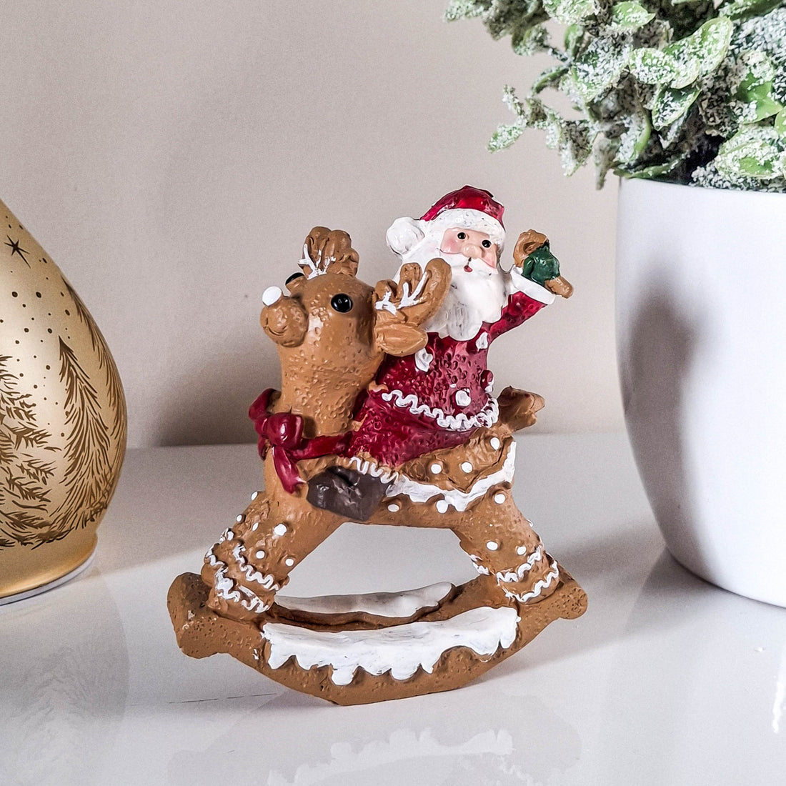 Small Gingerbread Santa on Reindeer