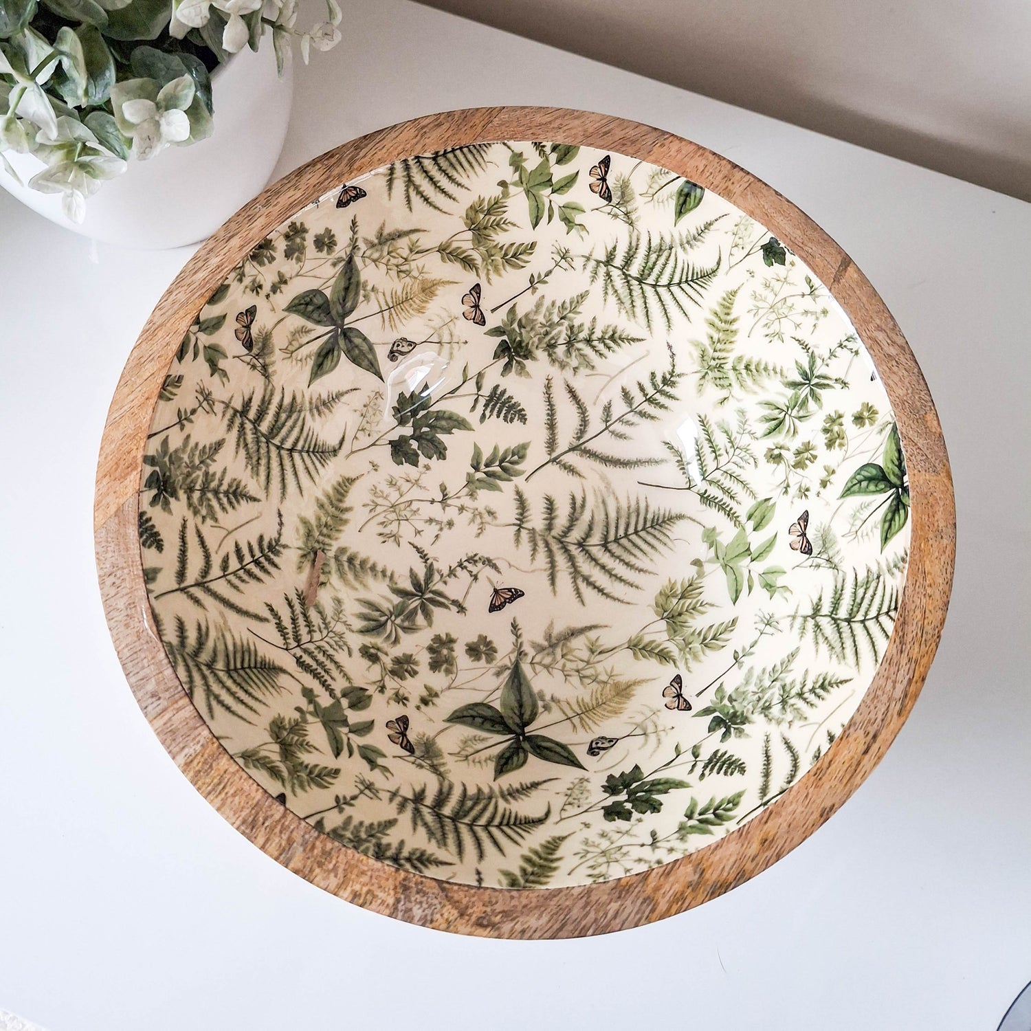 Fern Print Mango Wood Bowl