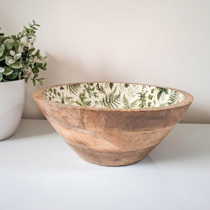 Fern Print Mango Wood Bowl