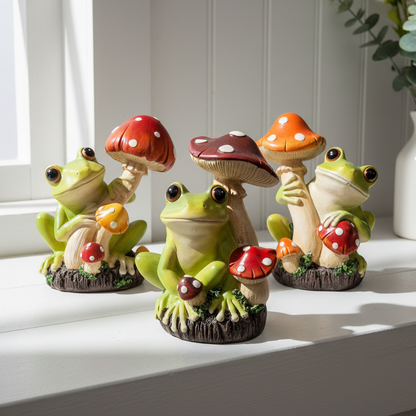Frog with Mushroom Ornament