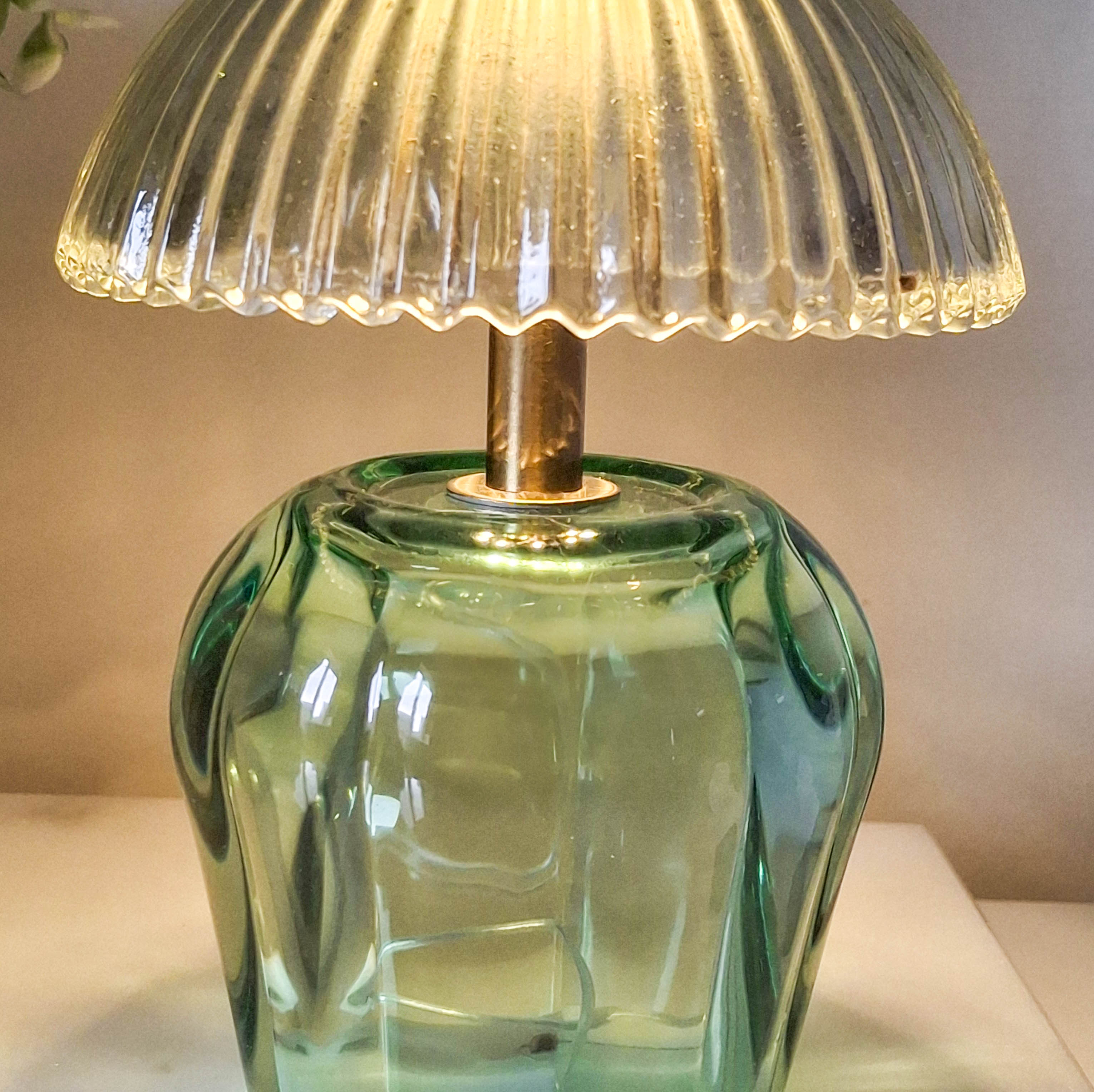 Teal Vintage Style LED Glass Night Lamp