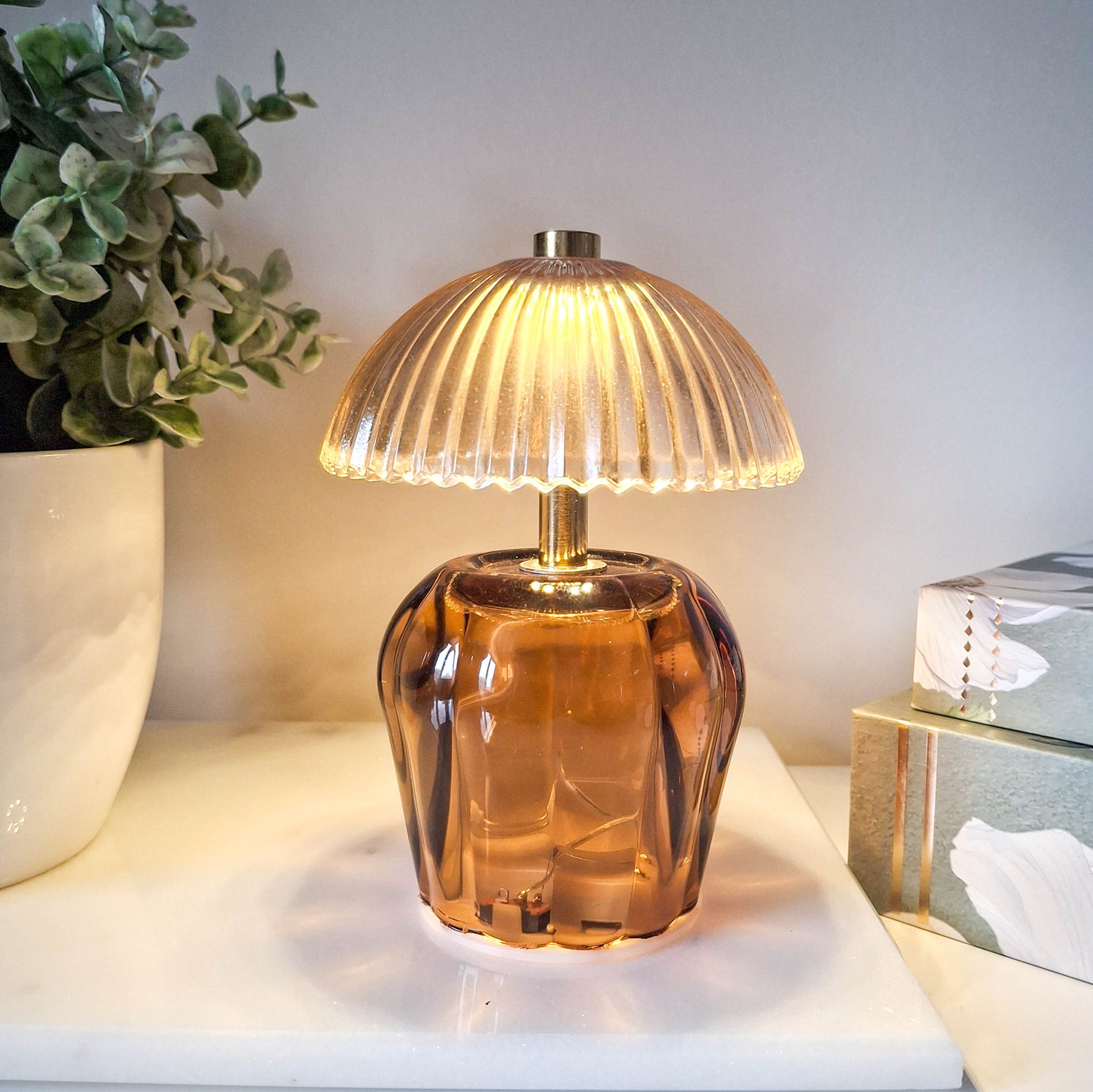 Amber Vintage Style LED Glass Night Lamp