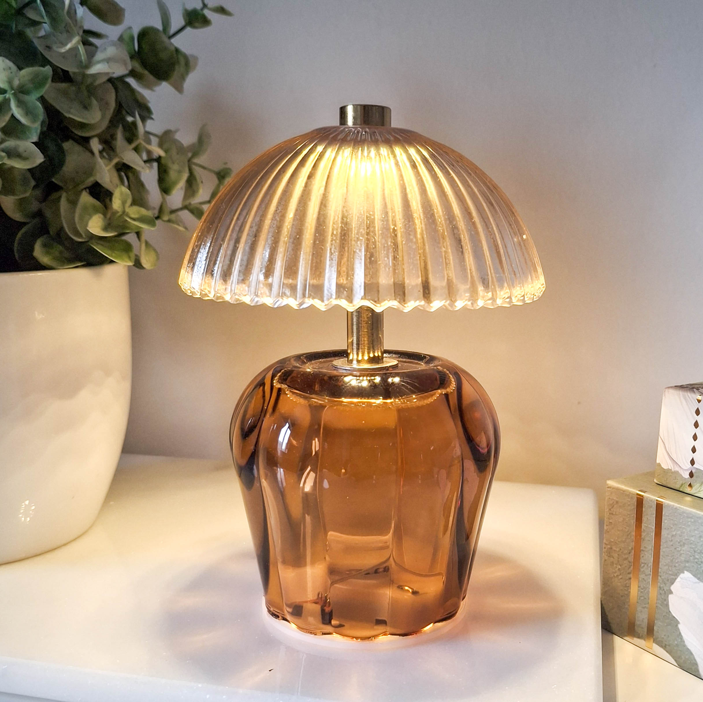 Amber Vintage Style LED Glass Night Lamp