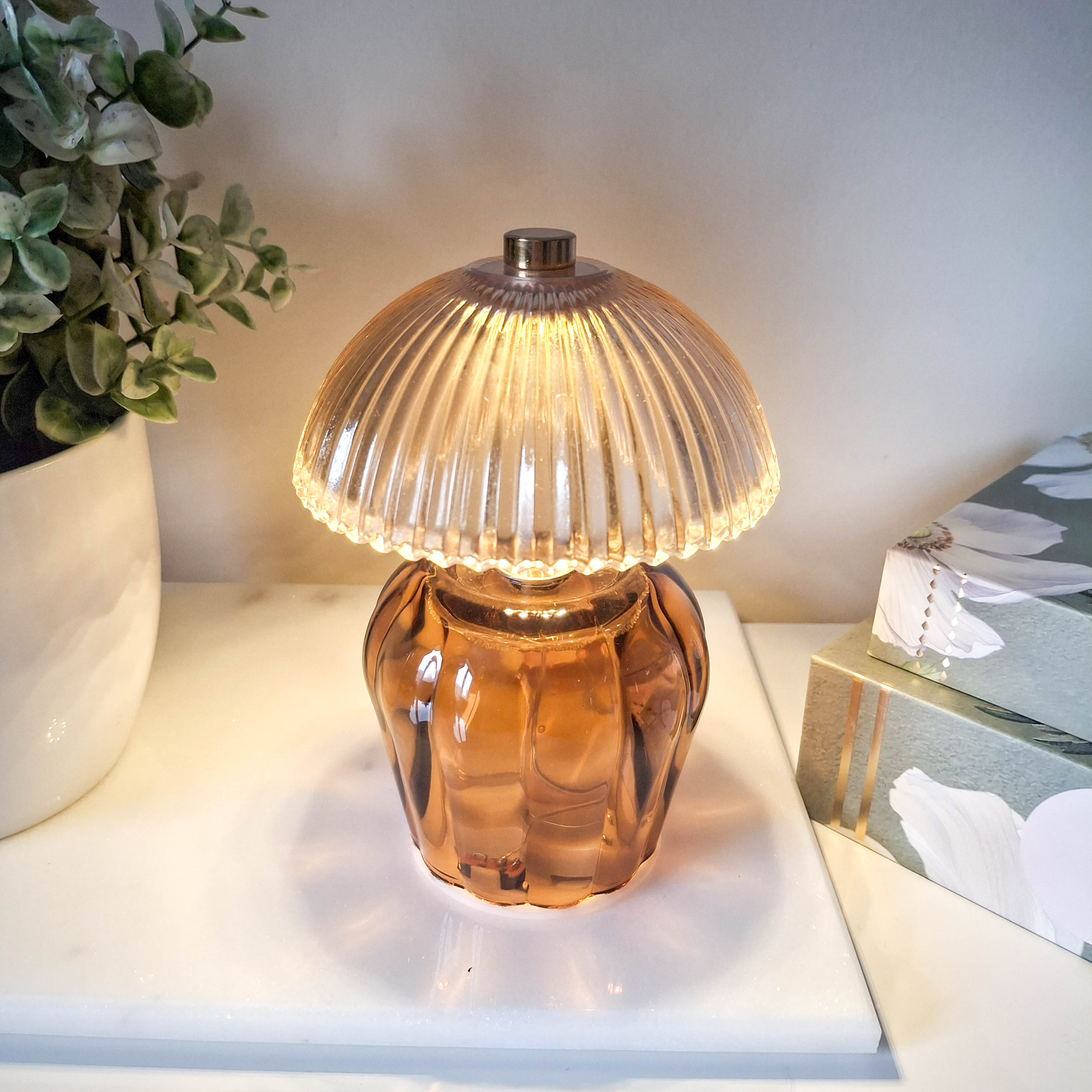 Amber Vintage Style LED Glass Night Lamp
