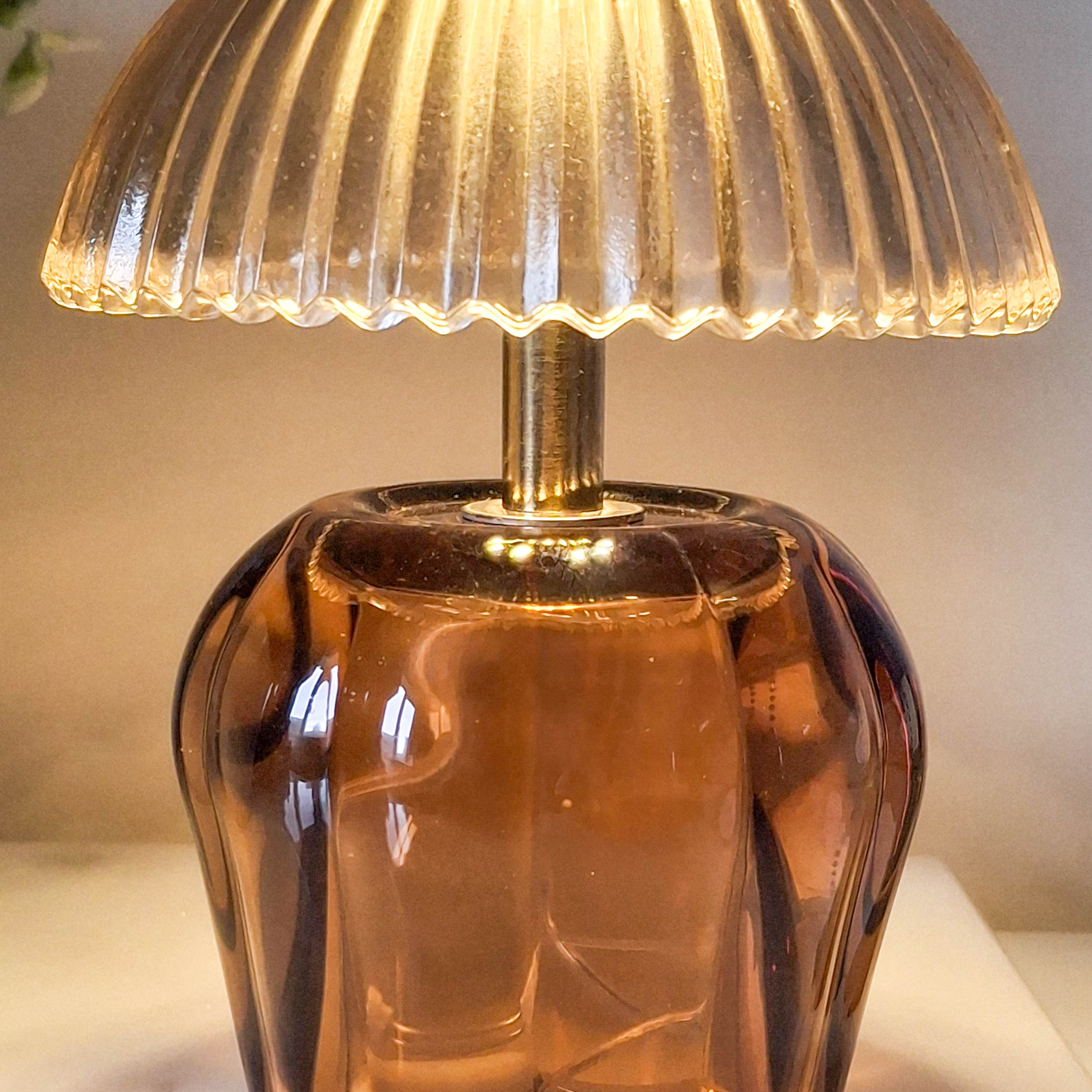 Amber Vintage Style LED Glass Night Lamp