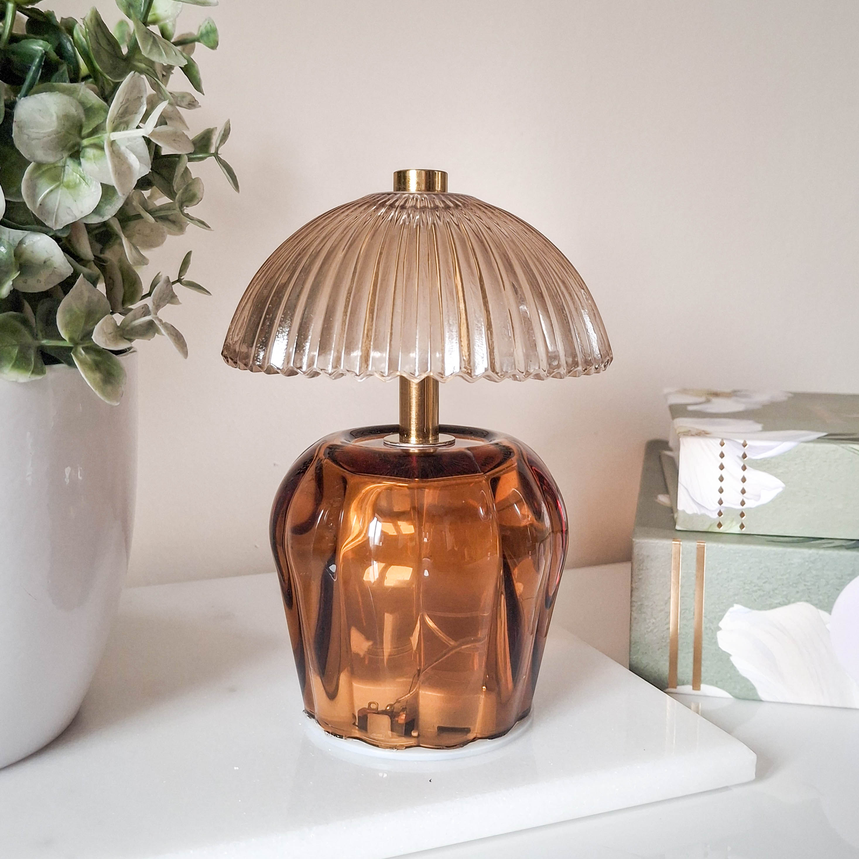 Amber Vintage Style LED Glass Night Lamp