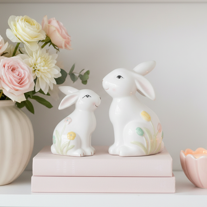 Floral Bunny Figurine Medium