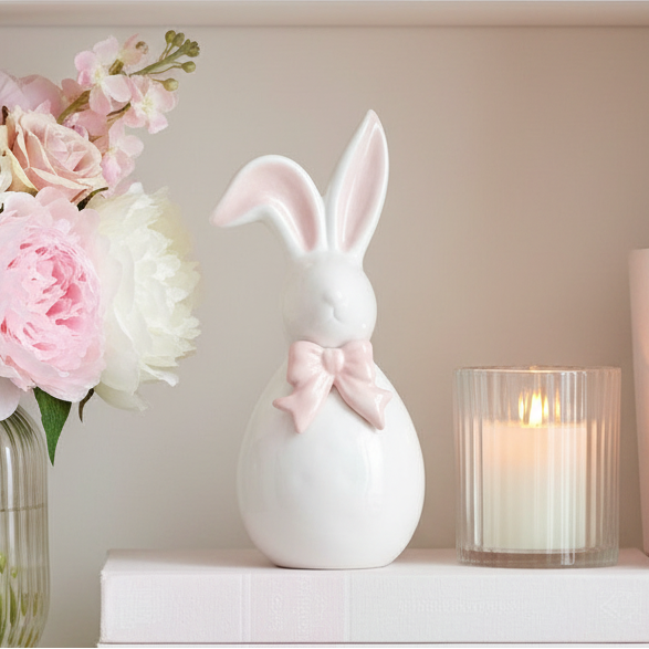 Bunny with Pink Bow Figurine
