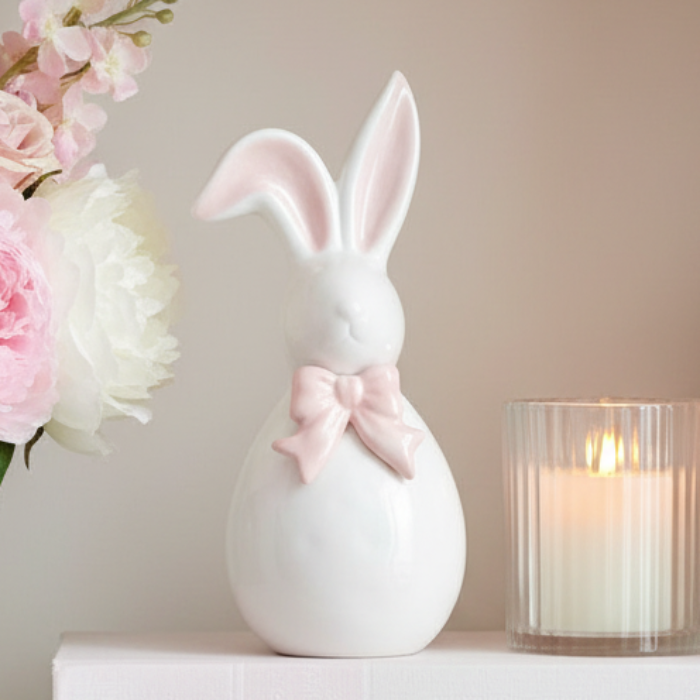 Bunny with Pink Bow Figurine