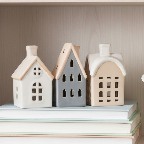 White Ceramic House Ornament