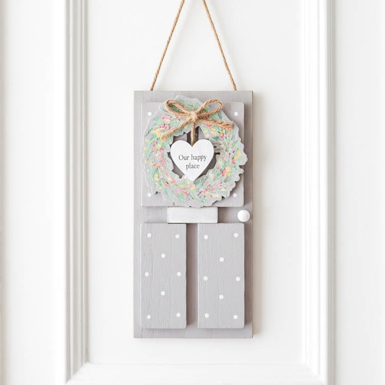 Our Happy Place Door Shaped Plaque
