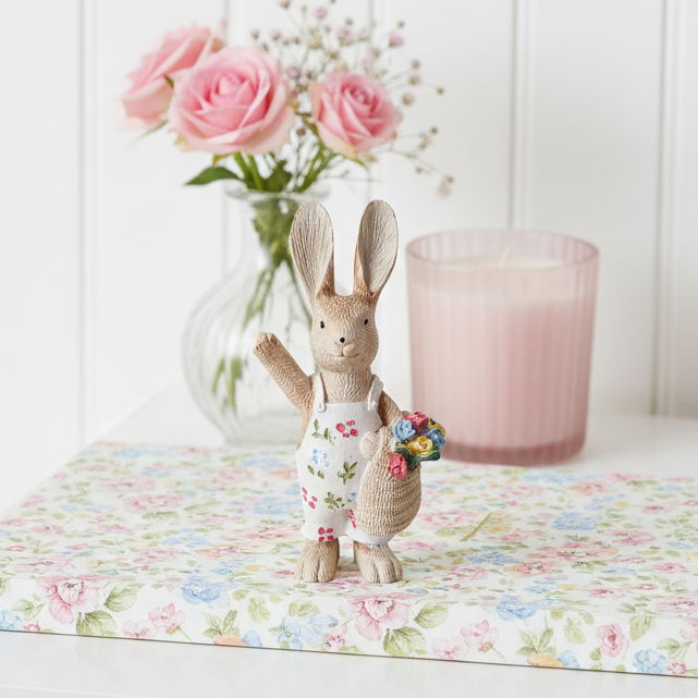 Mini Rabbit in Floral Dungarees