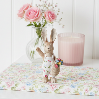 Mini Rabbit in Floral Dungarees
