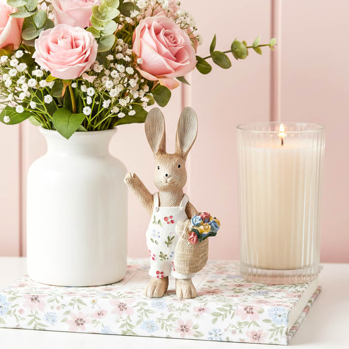 Mini Rabbit in Floral Dungarees