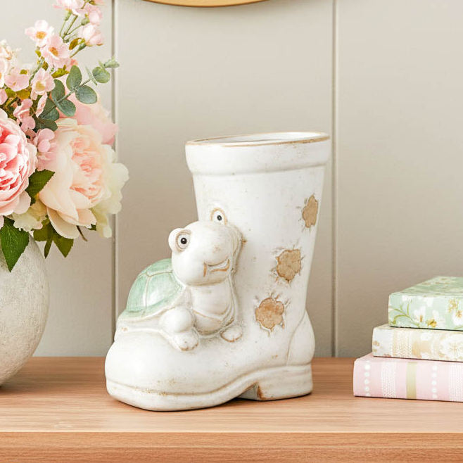Rustic Tortoise Wellington Boot Plant Pot