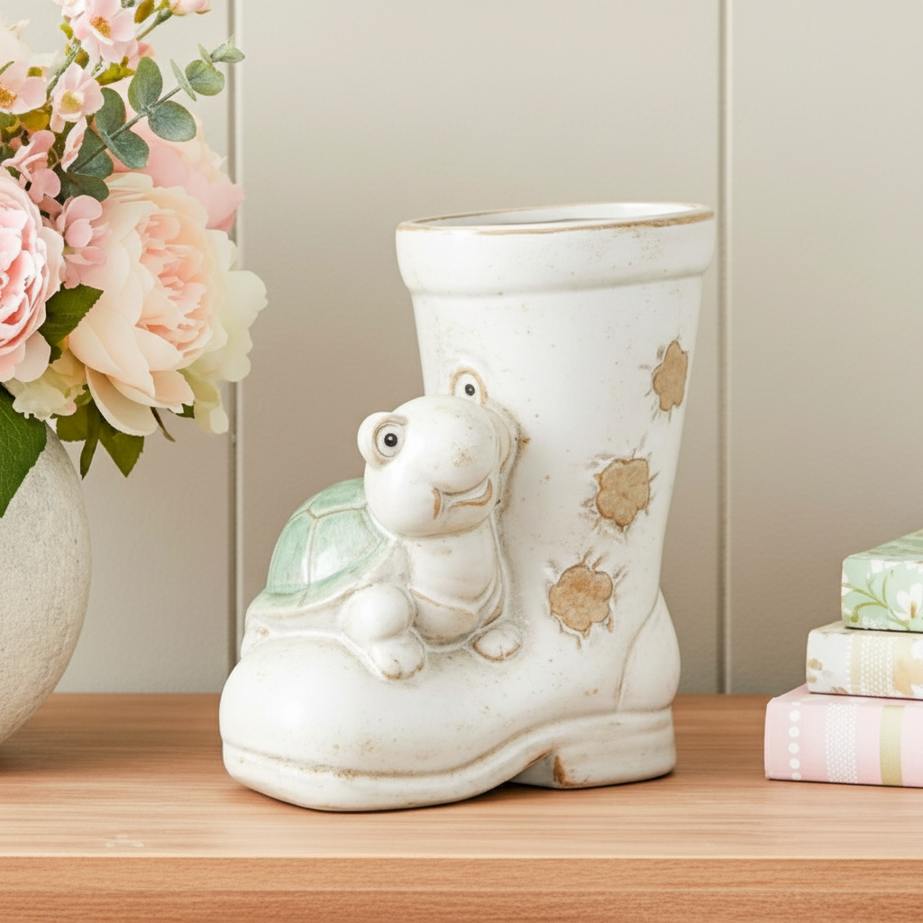 Rustic Tortoise Wellington Boot Plant Pot