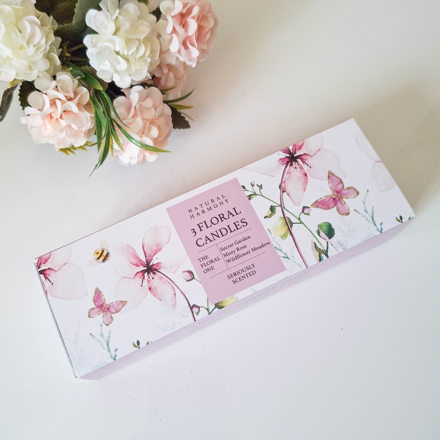 Natural Harmony Floral Candles 3 Piece Set