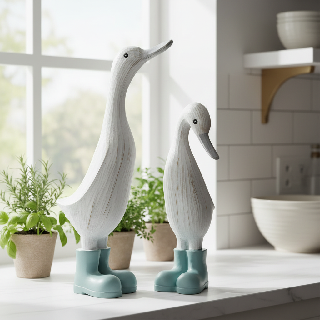 Large Duck in Light Blue Wellies