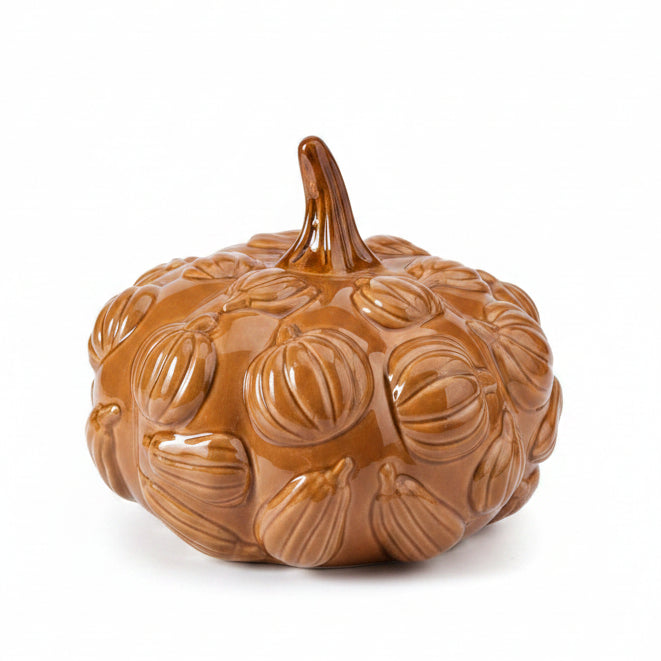 Embossed Ceramic Toffee Orange Pumpkin