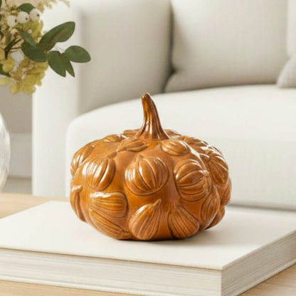 Embossed Ceramic Toffee Orange Pumpkin