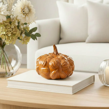 Embossed Ceramic Toffee Orange Pumpkin