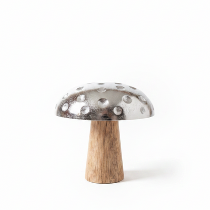 Metal &amp; Mango Wood Mushroom