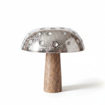 Metal &amp; Mango Wood Mushroom