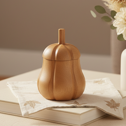Mango Wood Pumpkin Storage Pot