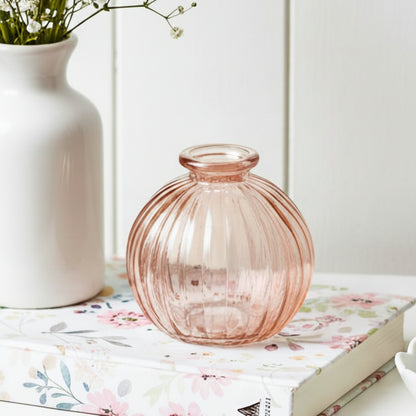 Vintage Rose Ripple Glass Bud Vase