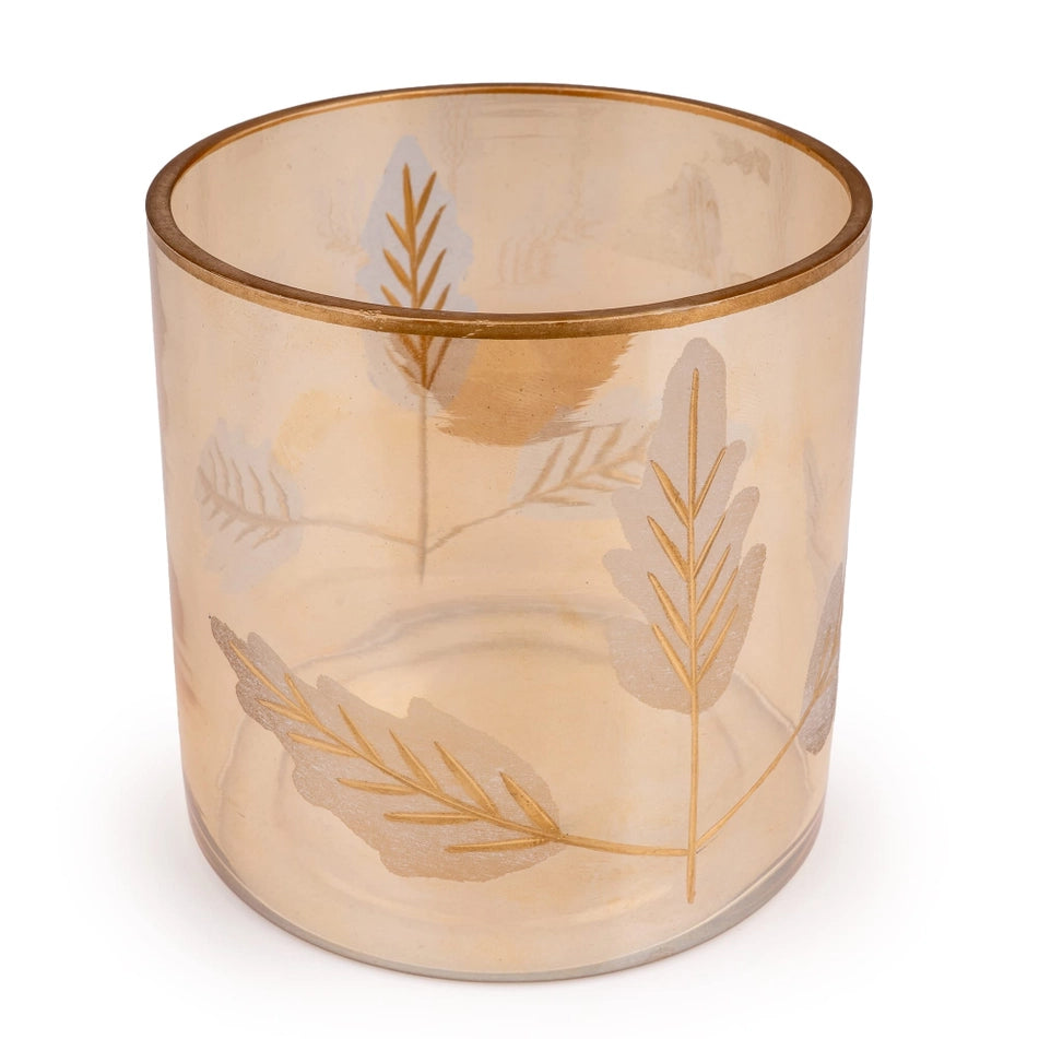 Gold Leaf Glass Tealight Holder