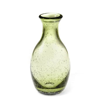 Green Hand Blown Bubble Glass Vase