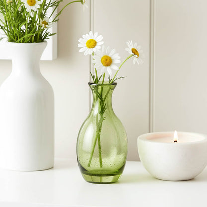 Green Hand Blown Bubble Glass Vase