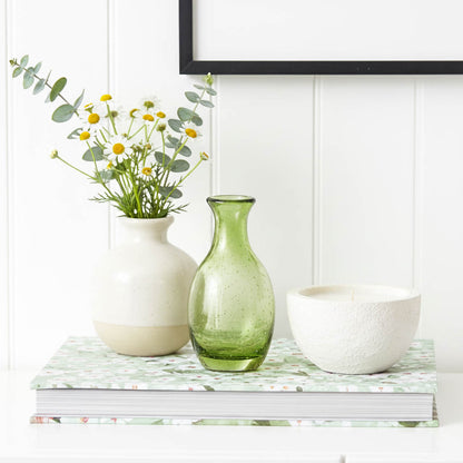 Green Hand Blown Bubble Glass Vase