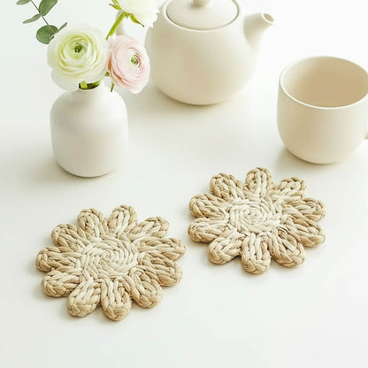 Natural Corn Husk Coaster Set of 2