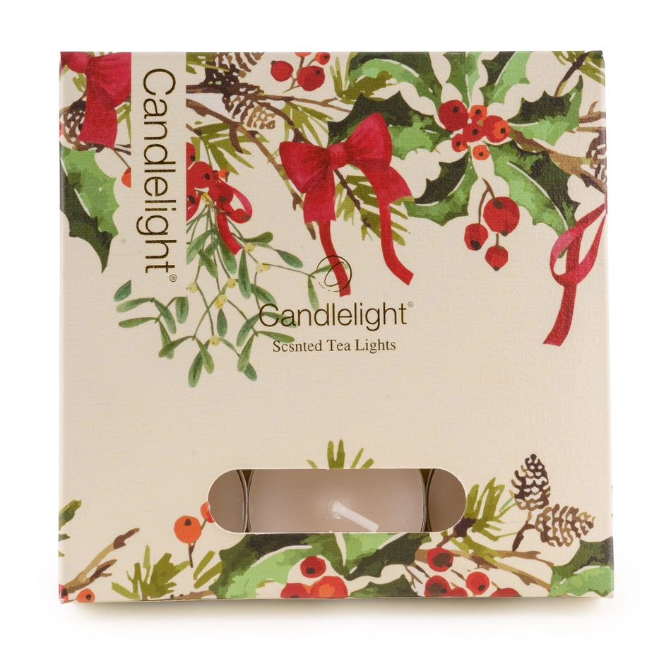 Festive Florals Ribbons &amp; Bows Scented Tealights 9 Pack